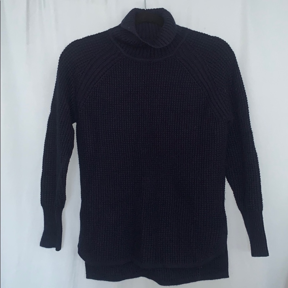 Waffle knit turtleneck sweater